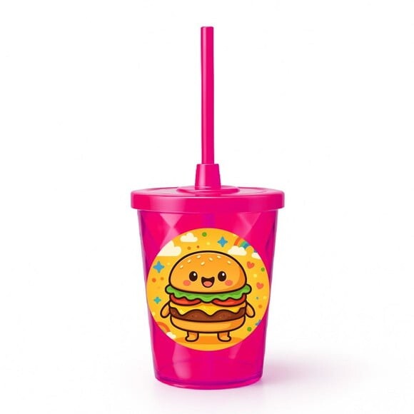 Copo Twister Personalizado 300ml Hambúrguer Divertido