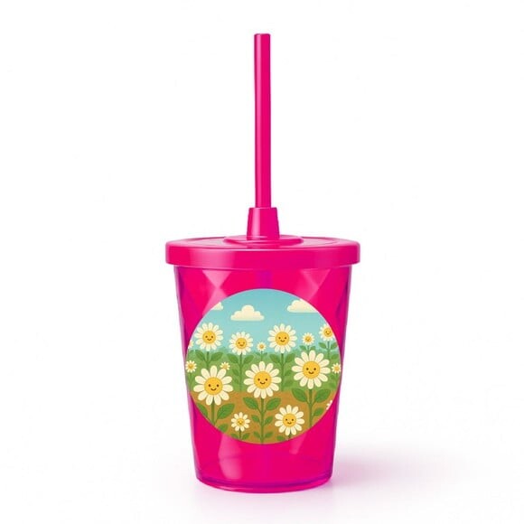 Copo Twister Personalizado 300ml Margaridas
