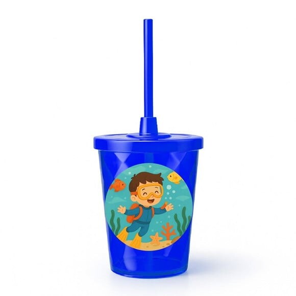Copo Twister Personalizado 300ml Menino Mergulhador