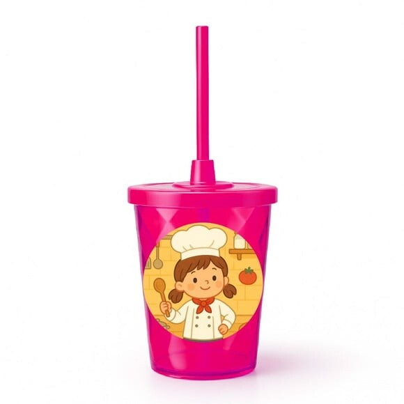 Copo Twister Personalizado 300ml Mini Chefe Menina