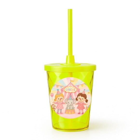 Copo Twister Personalizado 300ml Palhacinhas Aquarela