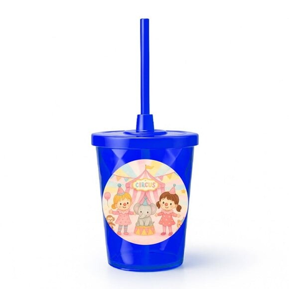 Copo Twister Personalizado 300ml Palhacinhas Aquarela