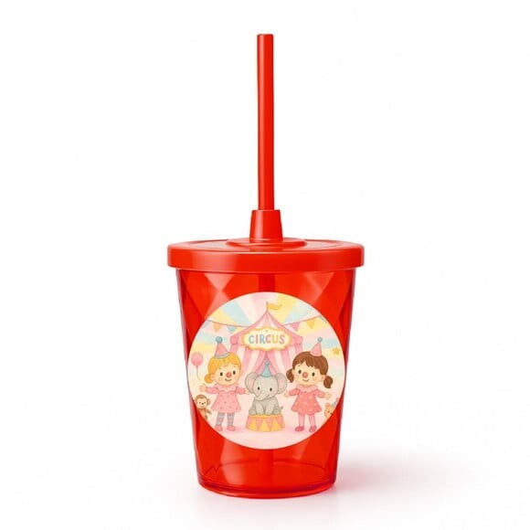 Copo Twister Personalizado 300ml Palhacinhas Aquarela