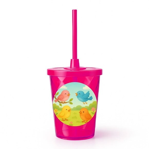 Copo Twister Personalizado 300ml Passarinhos