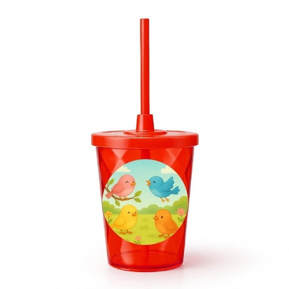 Copo Twister Personalizado 300ml Passarinhos