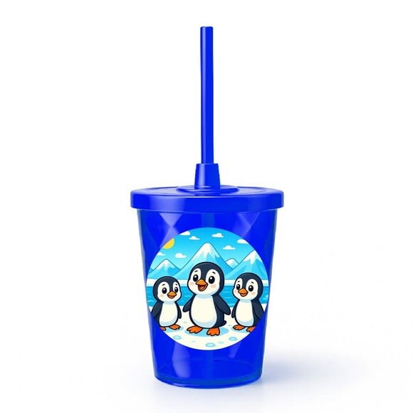 Copo Twister Personalizado 300ml Pinguins