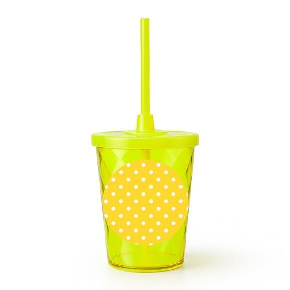 Copo Twister Personalizado 300ml Poá Amarelo