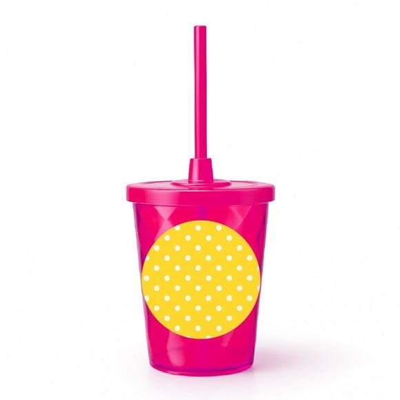 Copo Twister Personalizado 300ml Poá Amarelo