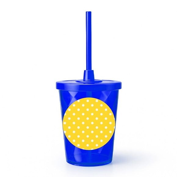 Copo Twister Personalizado 300ml Poá Amarelo