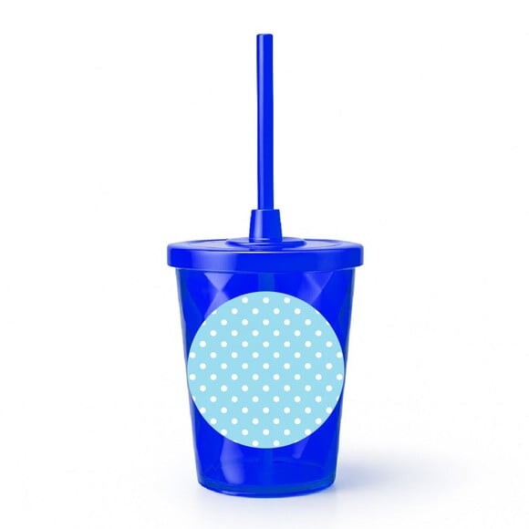 Copo Twister Personalizado 300ml Poá Azul Bebê