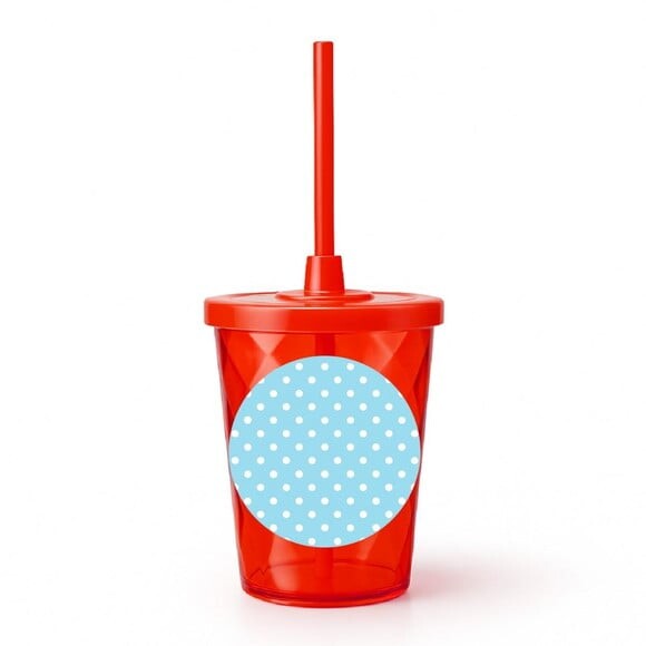 Copo Twister Personalizado 300ml Poá Azul Bebê
