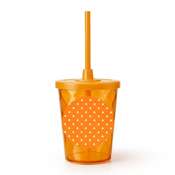 Copo Twister Personalizado 300ml Poá Laranja