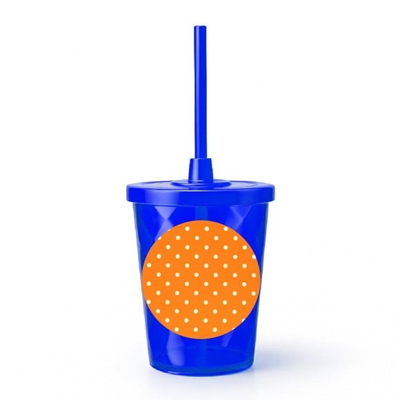 Copo Twister Personalizado 300ml Poá Laranja