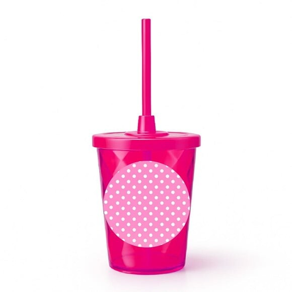 Copo Twister Personalizado 300ml Poá Rosa Pink