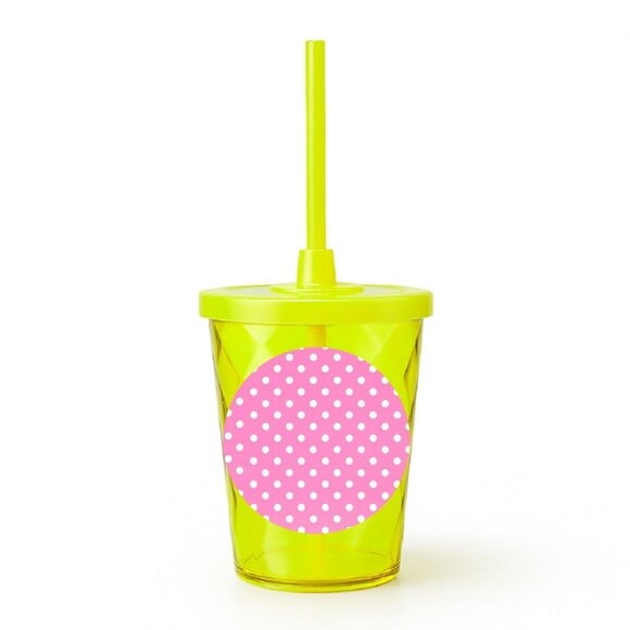 Copo Twister Personalizado 300ml Poá Rosa Pink