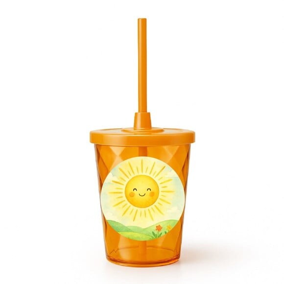 Copo Twister Personalizado 300ml Raio de Sol Aquarela
