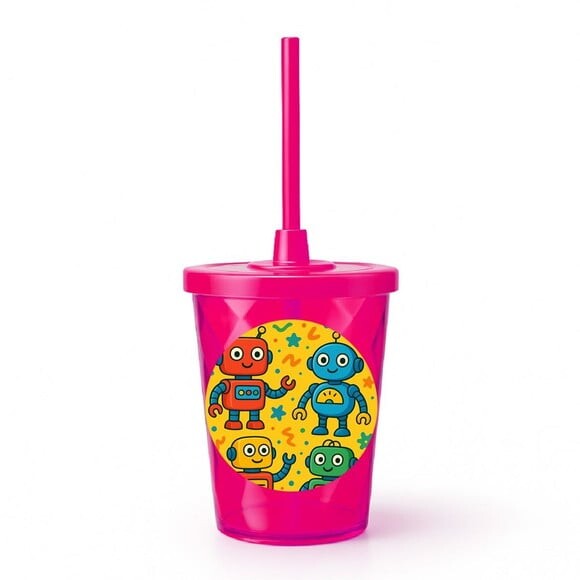 Copo Twister Personalizado 300ml Robôs Divertidos