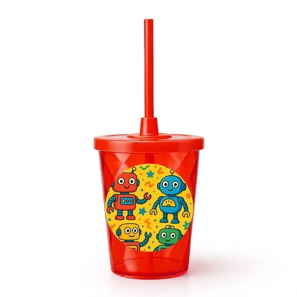 Copo Twister Personalizado 300ml Robôs Divertidos