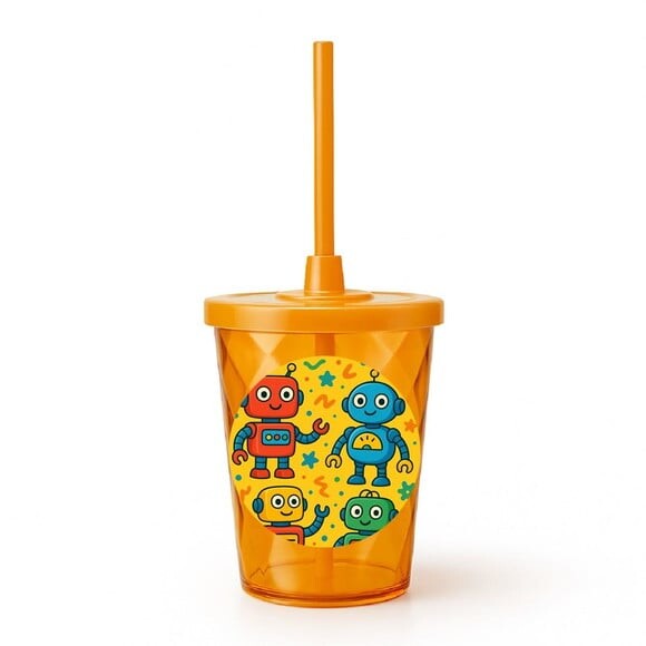 Copo Twister Personalizado 300ml Robôs Divertidos