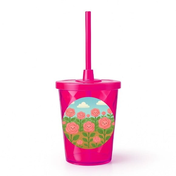 Copo Twister Personalizado 300ml Rosas Fofas