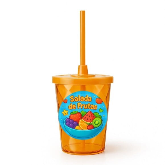 Copo Twister Personalizado 300ml Salada de Frutas