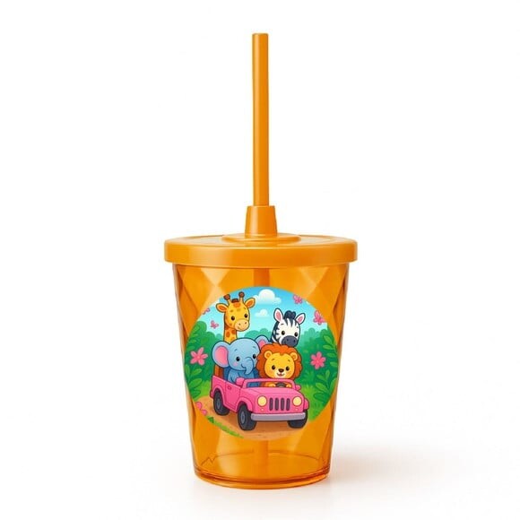 Copo Twister Personalizado 300ml Safari Rosa