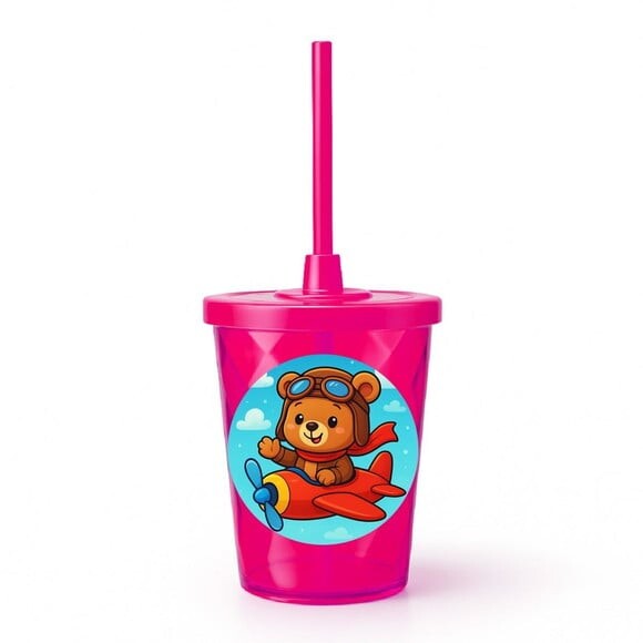 Copo Twister Personalizado 300ml Ursinho Aviador