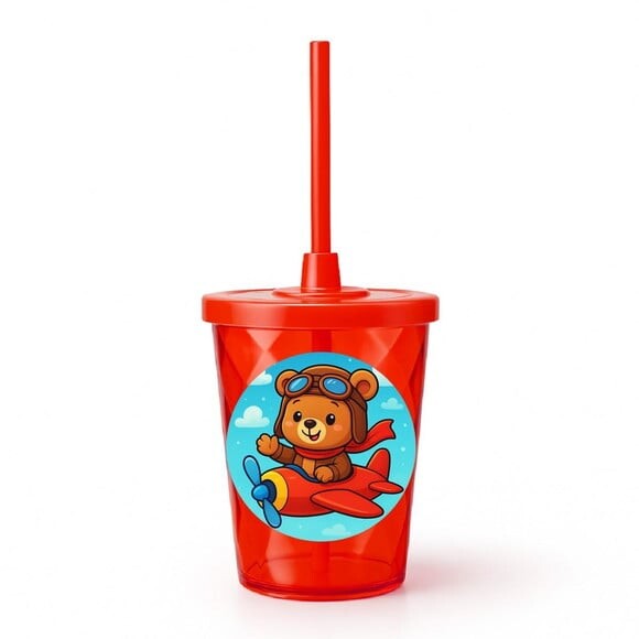 Copo Twister Personalizado 300ml Ursinho Aviador