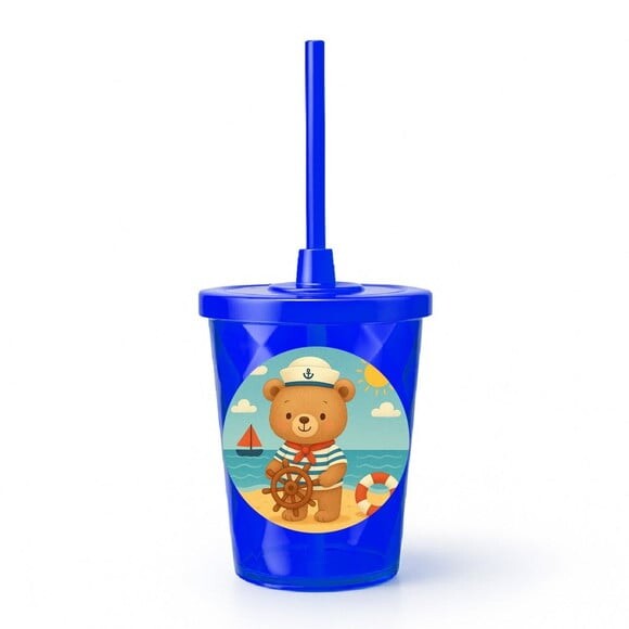 Copo Twister Personalizado 300ml Ursinho Marinheiro
