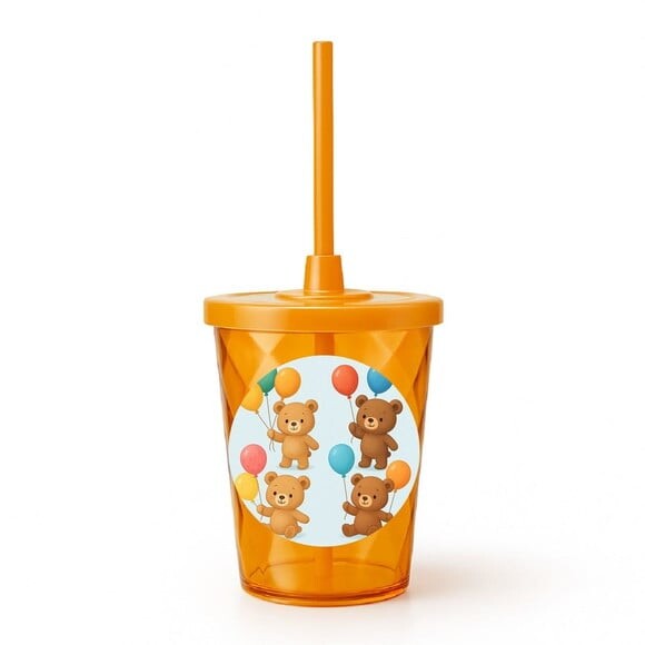 Copo Twister Personalizado 300ml Ursinhos com Balões