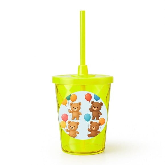 Copo Twister Personalizado 300ml Ursinhos com Balões