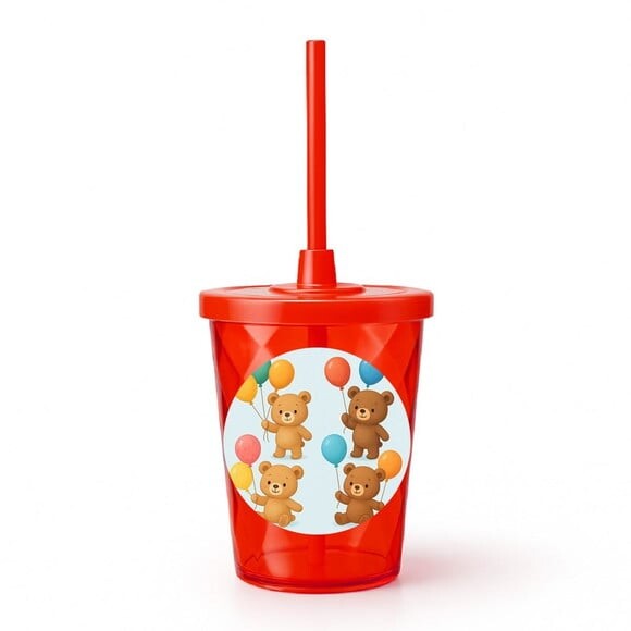 Copo Twister Personalizado 300ml Ursinhos com Balões