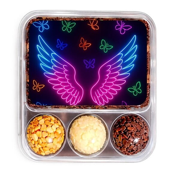 Embalagem Bolo Docinhos Personalizada Asas Neon