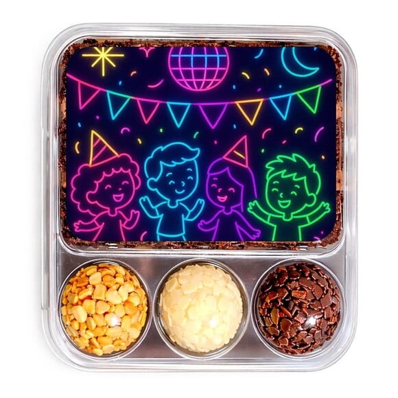Embalagem Bolo Docinhos Personalizada Festa Neon