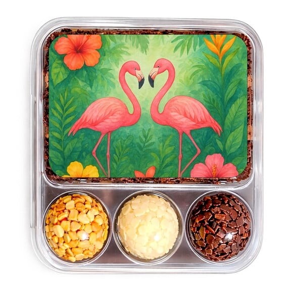 Embalagem Bolo Docinhos Personalizada Flamingo Aquarela