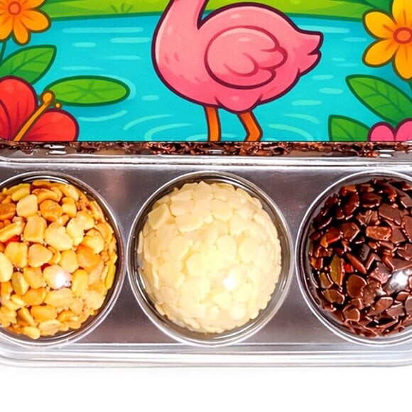 Embalagem Bolo Docinhos Personalizada Flamingo Baby