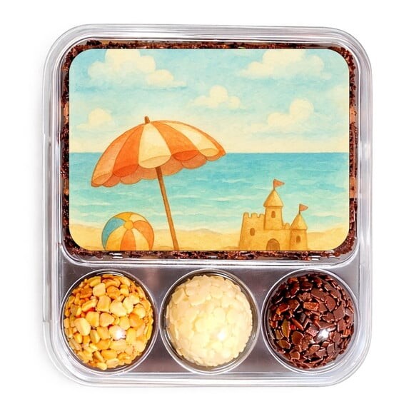 Embalagem Bolo Docinhos Personalizada Mar e Praia Aquarela