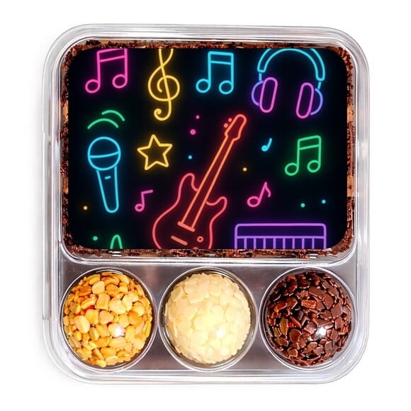 Embalagem Bolo Docinhos Personalizada Neon Musical