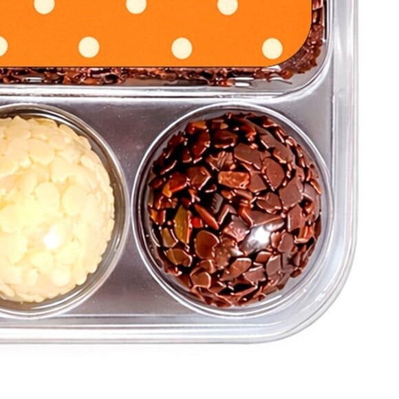 Embalagem Bolo Docinhos Personalizada Poá Laranja