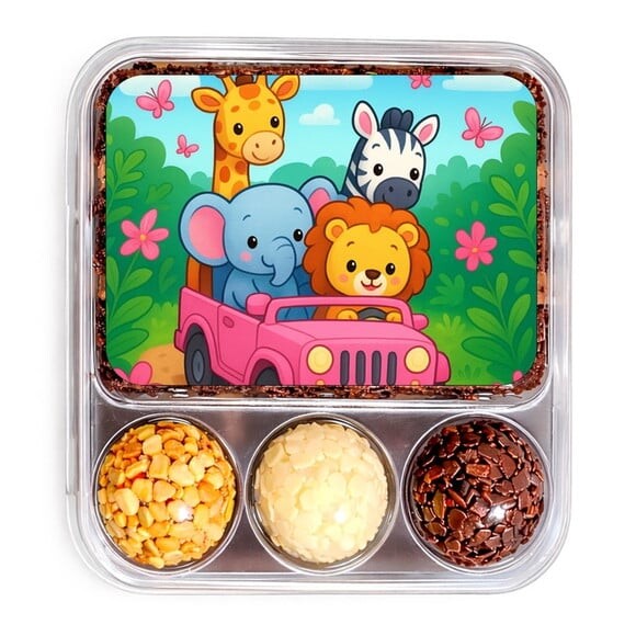Embalagem Bolo Docinhos Personalizada Safari Rosa