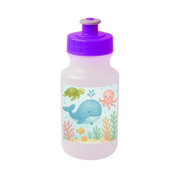 Garrafinha Squeeze Personalizada Baleia Aquarela