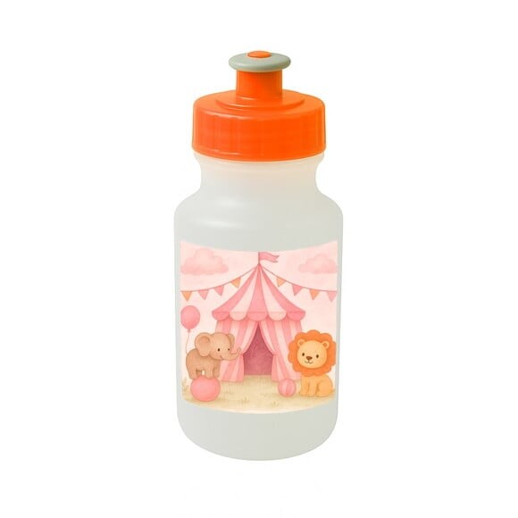 Garrafinha Squeeze Personalizada Circo Rosa Aquarela