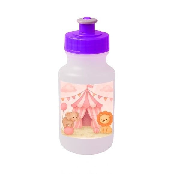 Garrafinha Squeeze Personalizada Circo Rosa Aquarela