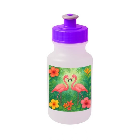 Garrafinha Squeeze Personalizada Flamingo Aquarela