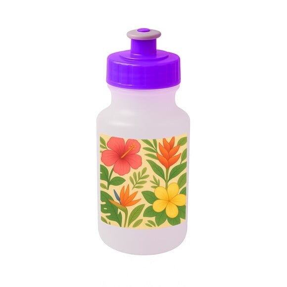 Garrafinha Squeeze Personalizada Flores Tropicais