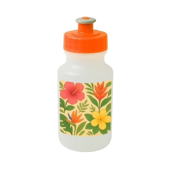 Garrafinha Squeeze Personalizada Flores Tropicais