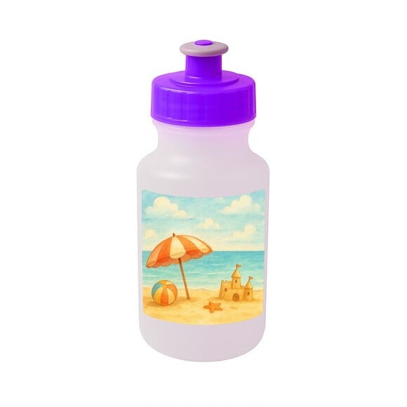 Garrafinha Squeeze Personalizada Mar e Praia Aquarela