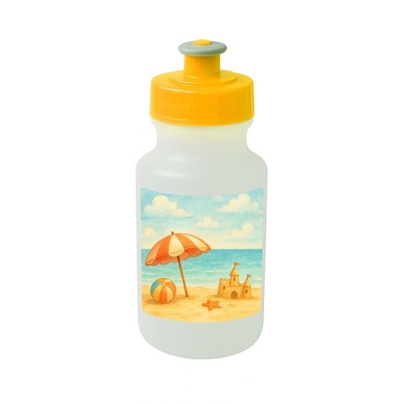 Garrafinha Squeeze Personalizada Mar e Praia Aquarela