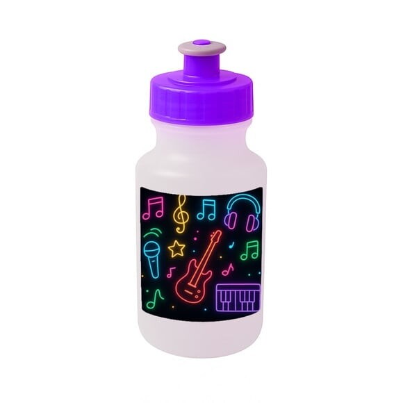 Garrafinha Squeeze Personalizada Neon Musical