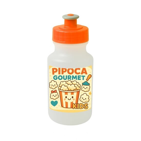 Garrafinha Squeeze Personalizada Pipoca Gourmet Kids